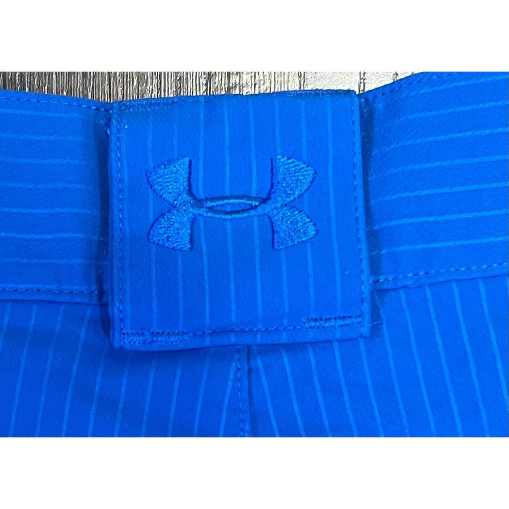 Under Armour Mens Golf Shorts Blue Pinstripe Performance Flat Front Size 32 - Picture 4 of 6
